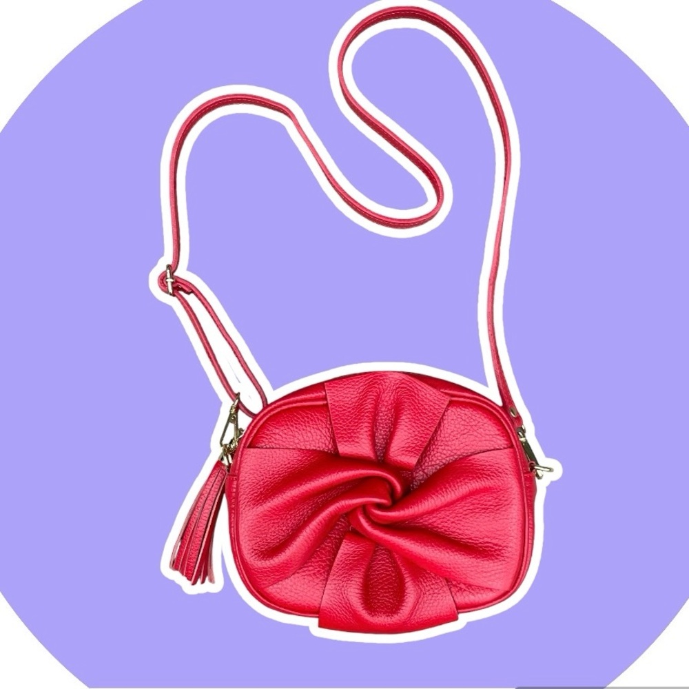 Cheval Firenze red leather front twist crossbody bag purse